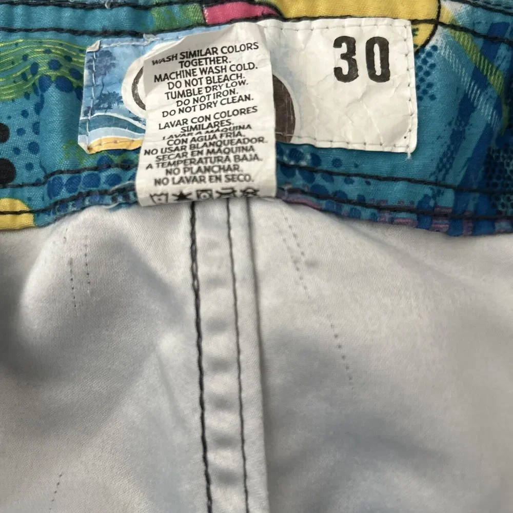 Adult Mens Womens OP Ocean Pacific Swim Wear Shorts Size 30 Vintage Abstract Geo
